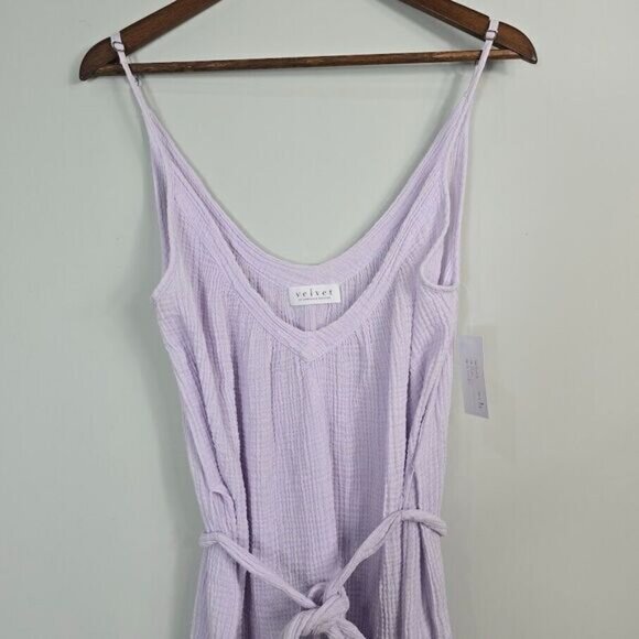 Velvet By Graham & Spencer Midi Dress Women Size Small Lilac Purple Gauze Cotton - Picture 3 of 13